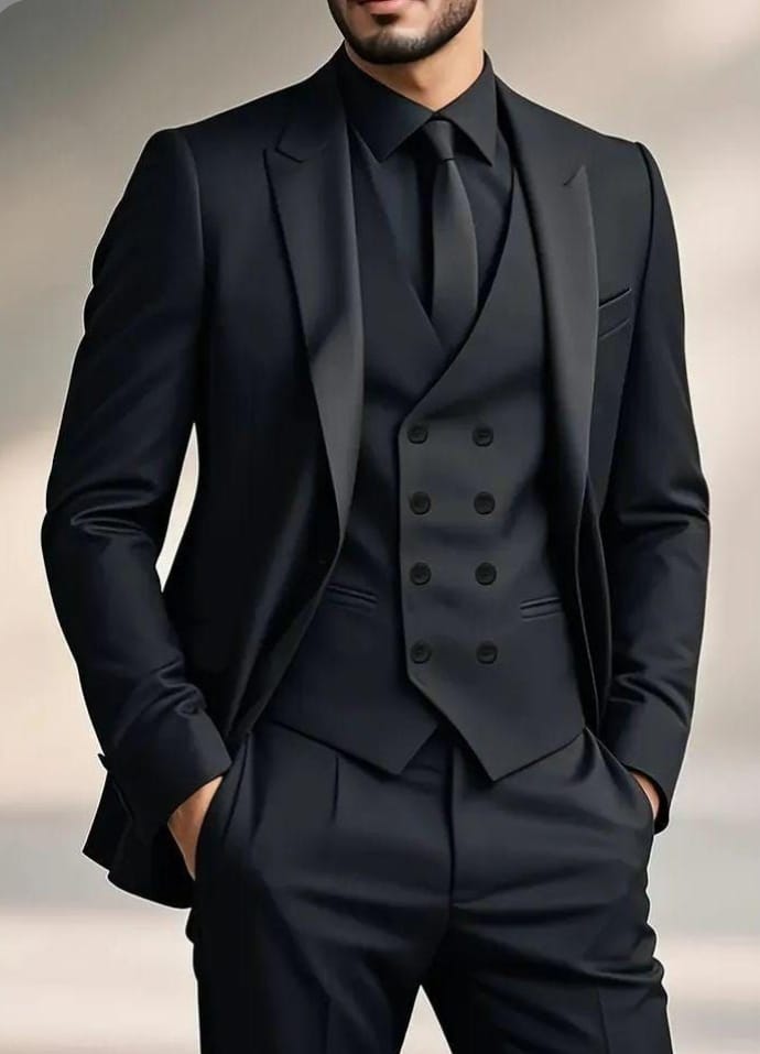 Black Bow Tie & Pocket Square Set primary view