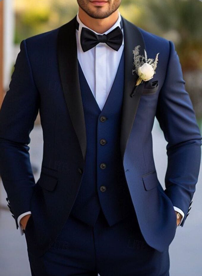 Black Bow Tie & Pocket Square Set alternate view