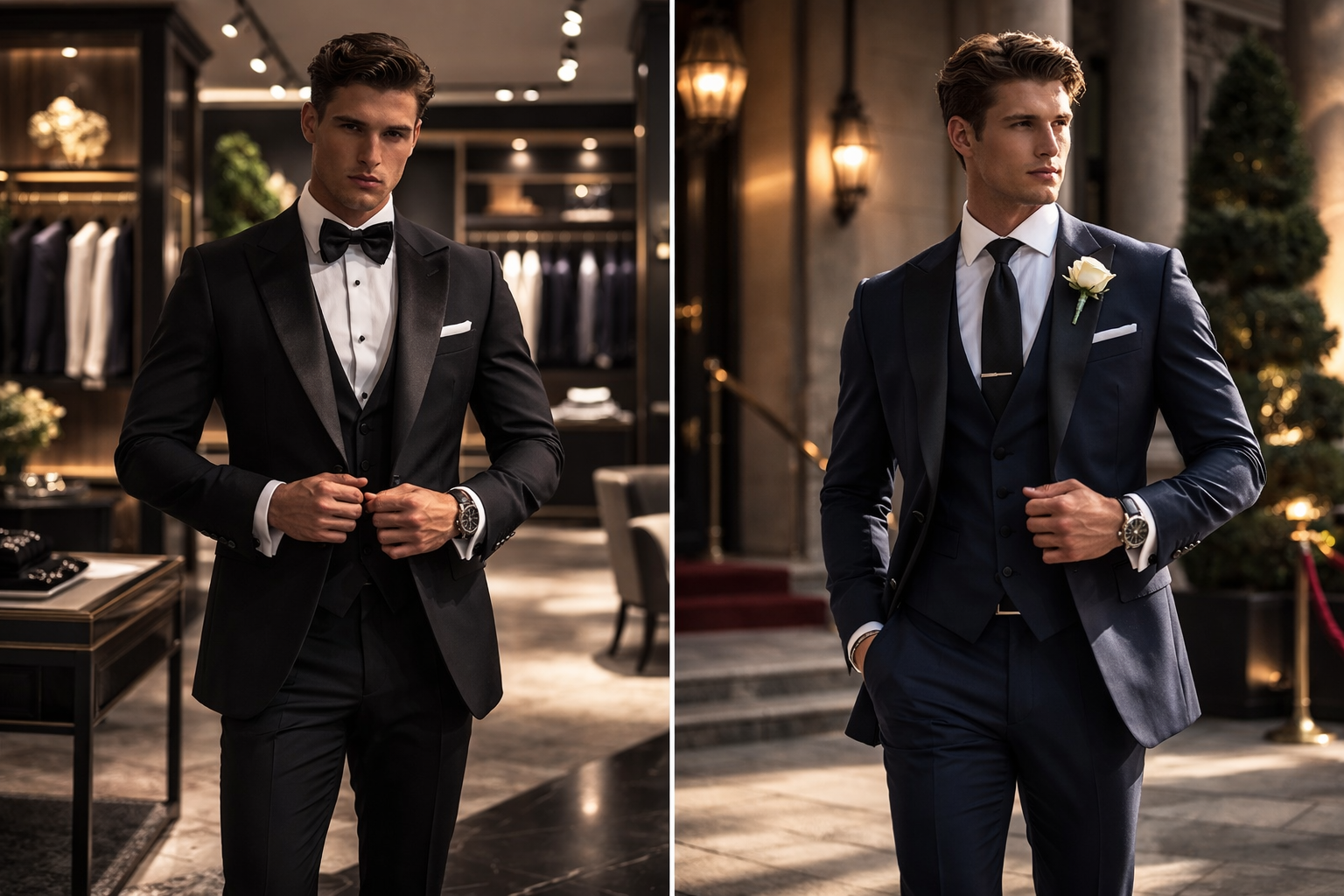 Classic Black Tuxedo Rental Front View